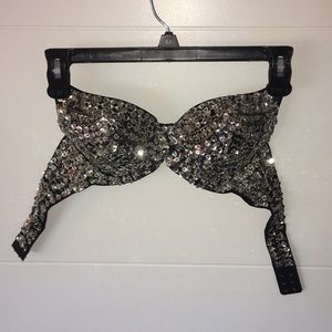 I Heart Raves Black Sequin Bra.